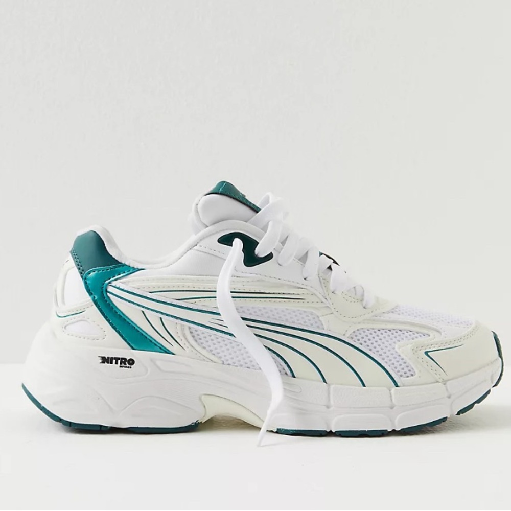 Puma Teveris Nitro Metallic Sneakers BNWT beautiful green color sz 10 - Picture 2 of 7